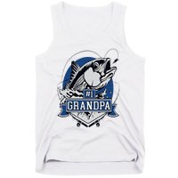 Trendy Number 1 Grandpa Fishing Logo Tank Top