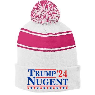 Trump Nugent 2024 Stripe Pom Pom Beanie