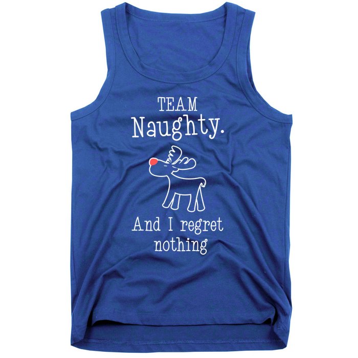 Team Naughty And I Regret Nothing Christmas Reindeer Gift Tank Top