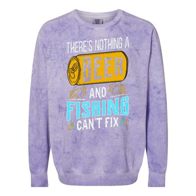 There's Nothing A Beer And Fishing Can't Fix Colorblast Crewneck Sweatshirt