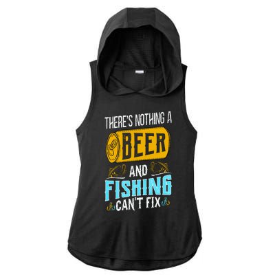 There's Nothing A Beer And Fishing Can't Fix Ladies PosiCharge Tri-Blend Wicking Draft Hoodie Tank