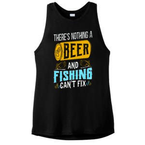 There's Nothing A Beer And Fishing Can't Fix Ladies PosiCharge Tri-Blend Wicking Tank