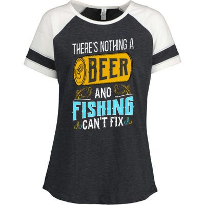 There's Nothing A Beer And Fishing Can't Fix Enza Ladies Jersey Colorblock Tee