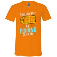 There's Nothing A Beer And Fishing Can't Fix V-Neck T-Shirt