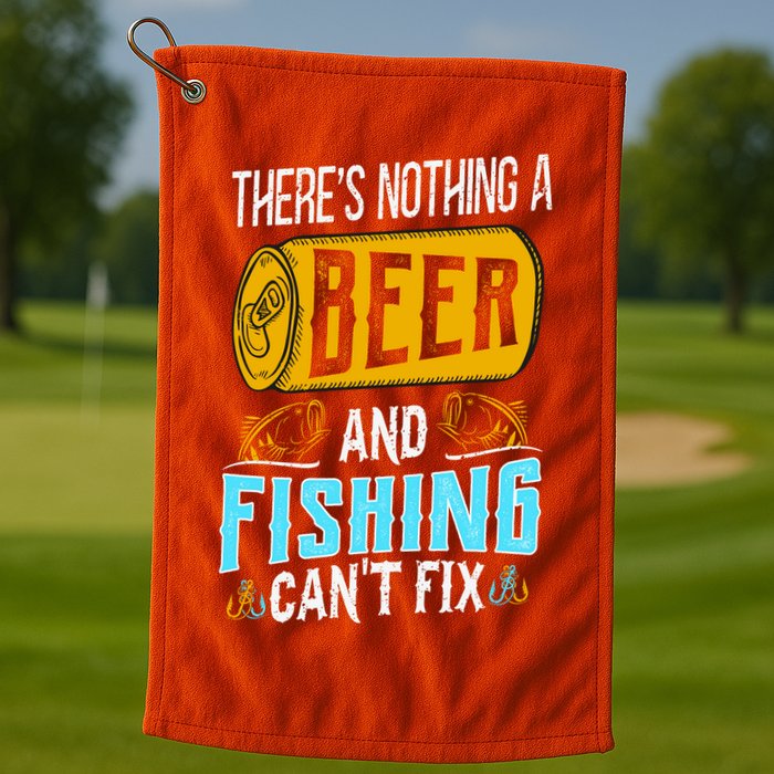 There's Nothing A Beer And Fishing Can't Fix Golf Towel