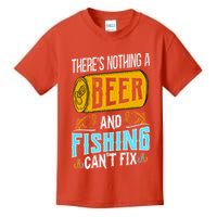 There's Nothing A Beer And Fishing Can't Fix Kids T-Shirt