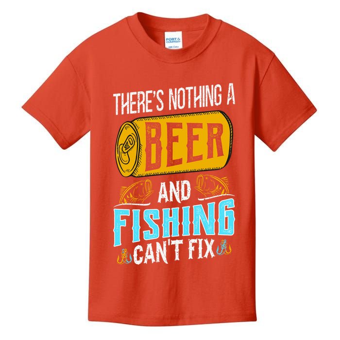 There's Nothing A Beer And Fishing Can't Fix Kids T-Shirt