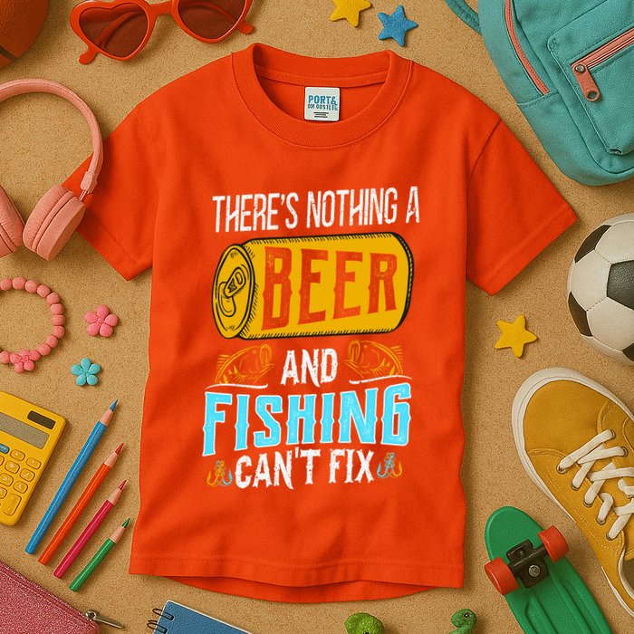There's Nothing A Beer And Fishing Can't Fix Kids T-Shirt