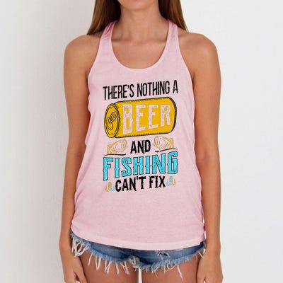 There's Nothing A Beer And Fishing Can't Fix Women's Knotted Racerback Tank