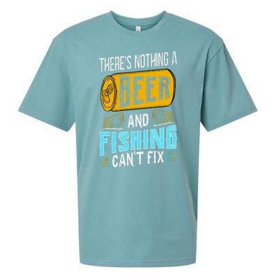 There's Nothing A Beer And Fishing Can't Fix Sueded Cloud Jersey T-Shirt