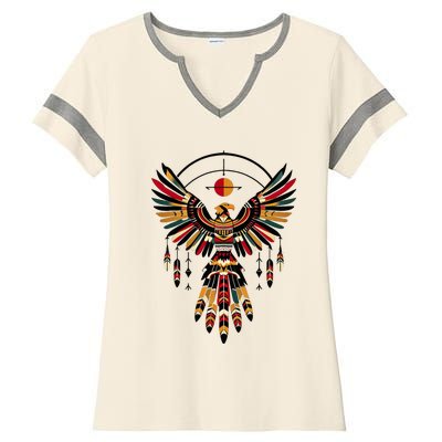 Thunderbird Native American Tribal Art Ladies Halftime Notch Neck Tee