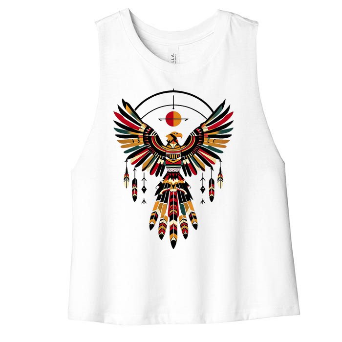 Thunderbird Native American Tribal Art Women's Racerback Cropped Tank