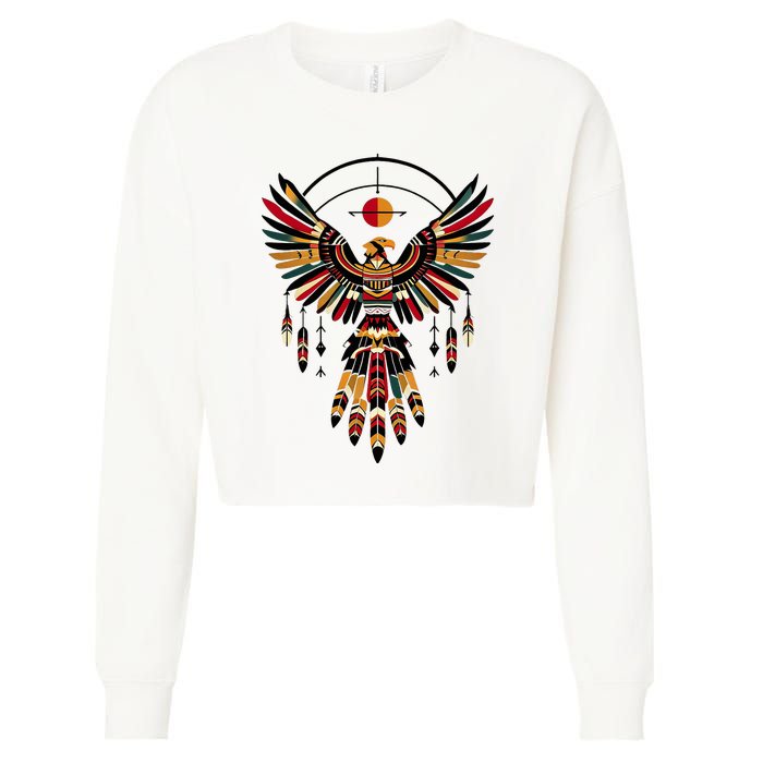 Thunderbird Native American Tribal Art Cropped Pullover Crew