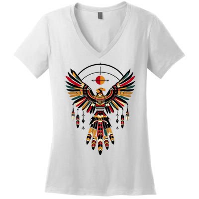 Thunderbird Native American Tribal Art Women's V-Neck T-Shirt