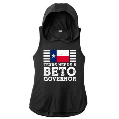 Texas Needs A Governor Beto O'Rourke Ladies PosiCharge Tri-Blend Wicking Draft Hoodie Tank