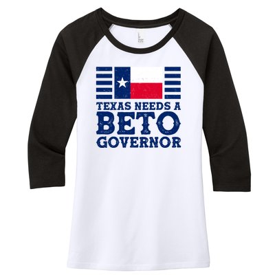 Texas Needs A Governor Beto O'Rourke Women's Tri-Blend 3/4-Sleeve Raglan Shirt