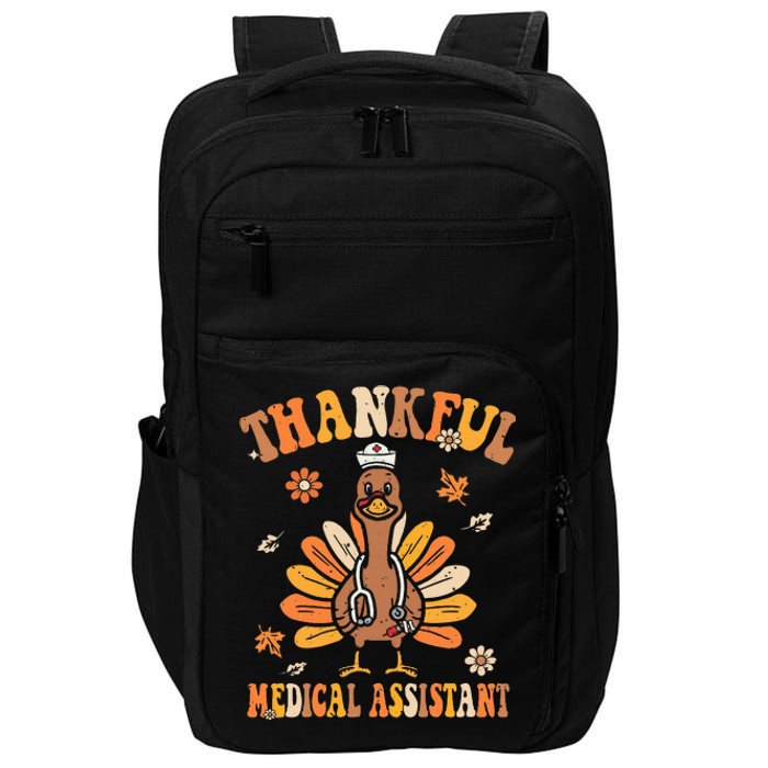 Thankful Nurse Assistant Groovy Thanksgiving Turkey Design Impact Tech Backpack