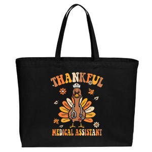 Thankful Nurse Assistant Groovy Thanksgiving Turkey Design Cotton Canvas Jumbo Tote