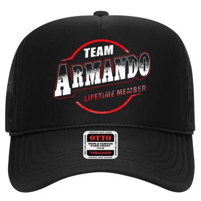 Team Name Armando Lifetime Member Last Name High Crown Mesh Back Trucker Hat