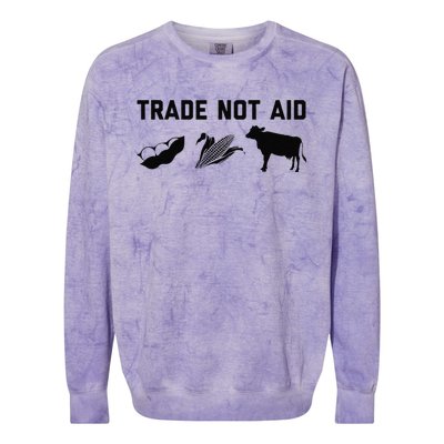 Trade Not Aid Farmer Political Colorblast Crewneck Sweatshirt