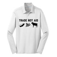 Trade Not Aid Farmer Political Silk Touch Performance Long Sleeve Polo