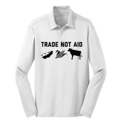 Trade Not Aid Farmer Political Silk Touch Performance Long Sleeve Polo