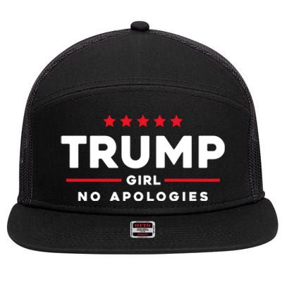 Trump No Apologies Patriotic American Election 2024 Cute Gift 7 Panel Mesh Trucker Snapback Hat