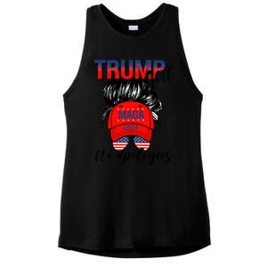 Trump No Apologies Patriotic American Meaningful Gift Ladies PosiCharge Tri-Blend Wicking Tank