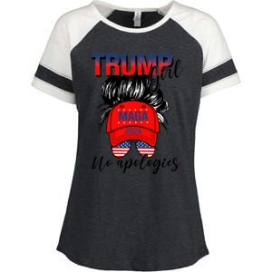 Trump No Apologies Patriotic American Meaningful Gift Enza Ladies Jersey Colorblock Tee