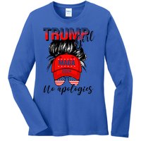 Trump No Apologies Patriotic American Meaningful Gift Ladies Long Sleeve Shirt