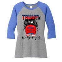 Trump No Apologies Patriotic American Meaningful Gift Women's Tri-Blend 3/4-Sleeve Raglan Shirt