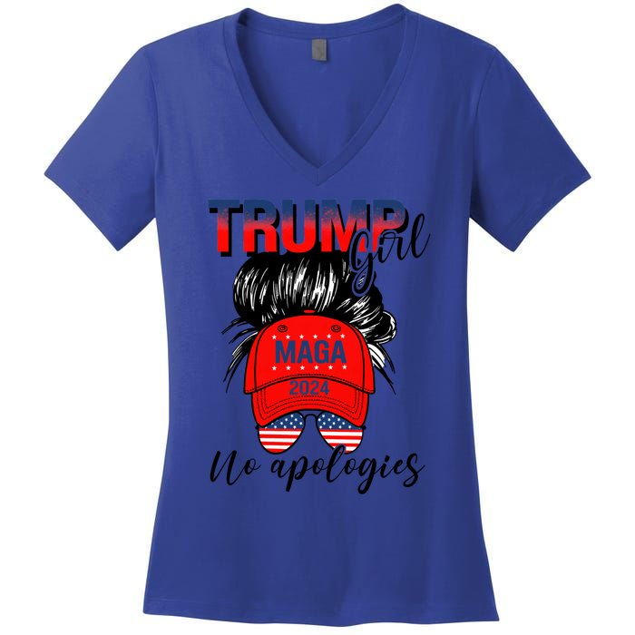 Trump No Apologies Patriotic American Meaningful Gift Women's V-Neck T-Shirt