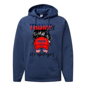 Trump No Apologies Patriotic American Meaningful Gift Performance Fleece Hoodie