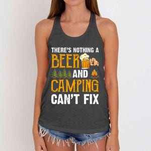 Theres Nothing A Beer And Camping Cant Fix Funny Saying Women's Knotted Racerback Tank