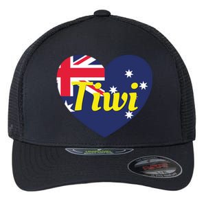 Tiwi Nt Australia Australian Flag Heart Flexfit Unipanel Trucker Cap