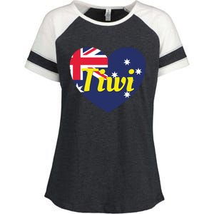 Tiwi Nt Australia Australian Flag Heart Enza Ladies Jersey Colorblock Tee