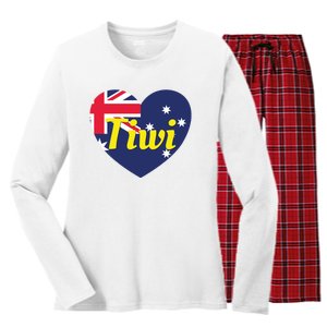 Tiwi Nt Australia Australian Flag Heart Women's Long Sleeve Flannel Pajama Set 