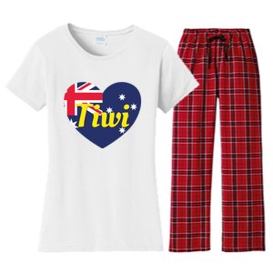 Tiwi Nt Australia Australian Flag Heart Women's Flannel Pajama Set