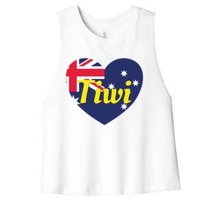 Tiwi Nt Australia Australian Flag Heart Women's Racerback Cropped Tank