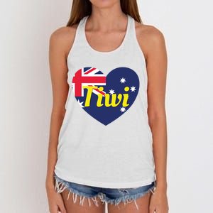 Tiwi Nt Australia Australian Flag Heart Women's Knotted Racerback Tank