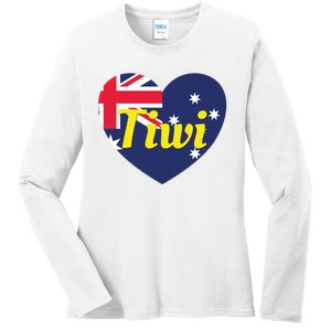 Tiwi Nt Australia Australian Flag Heart Ladies Long Sleeve Shirt