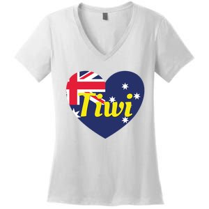 Tiwi Nt Australia Australian Flag Heart Women's V-Neck T-Shirt