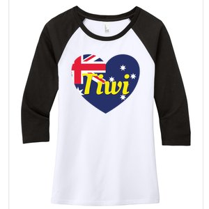 Tiwi Nt Australia Australian Flag Heart Women's Tri-Blend 3/4-Sleeve Raglan Shirt