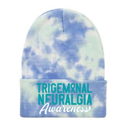 Trigeminal Neuralgia Awareness Teal Ribbon Awareness Fighter Gift Tie Dye 12in Knit Beanie