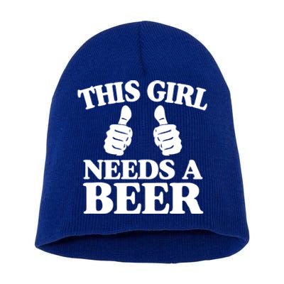 This Needs A Beer Two Thumbs Funny Beer Lover Gift Short Acrylic Beanie