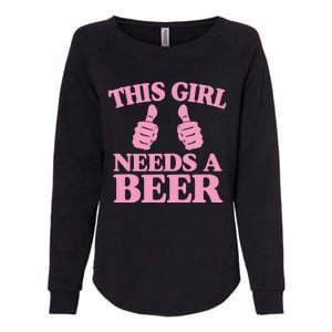 This Needs A Beer Two Thumbs Funny Beer Lover Gift Womens California Wash Sweatshirt