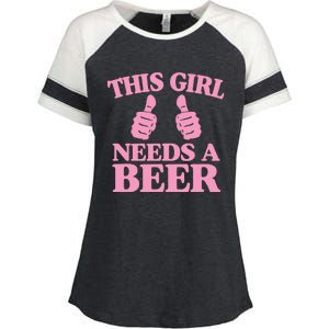 This Needs A Beer Two Thumbs Funny Beer Lover Gift Enza Ladies Jersey Colorblock Tee