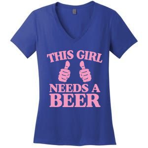 This Needs A Beer Two Thumbs Funny Beer Lover Gift Women's V-Neck T-Shirt