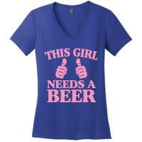 This Needs A Beer Two Thumbs Funny Beer Lover Gift Women's V-Neck T-Shirt