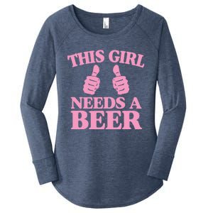 This Needs A Beer Two Thumbs Funny Beer Lover Gift Women's Perfect Tri Tunic Long Sleeve Shirt